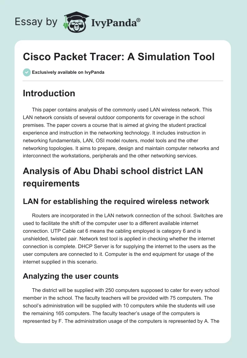 Cisco Packet Tracer: A Simulation Tool. Page 1