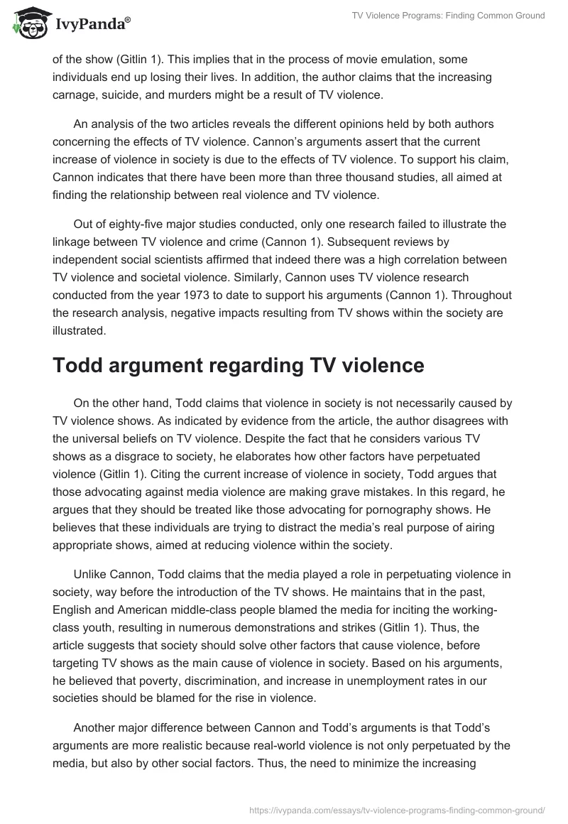 TV Violence Programs: Finding Common Ground. Page 2