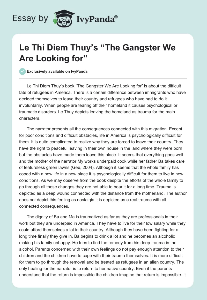 Le Thi Diem Thuy’s “The Gangster We Are Looking for”. Page 1