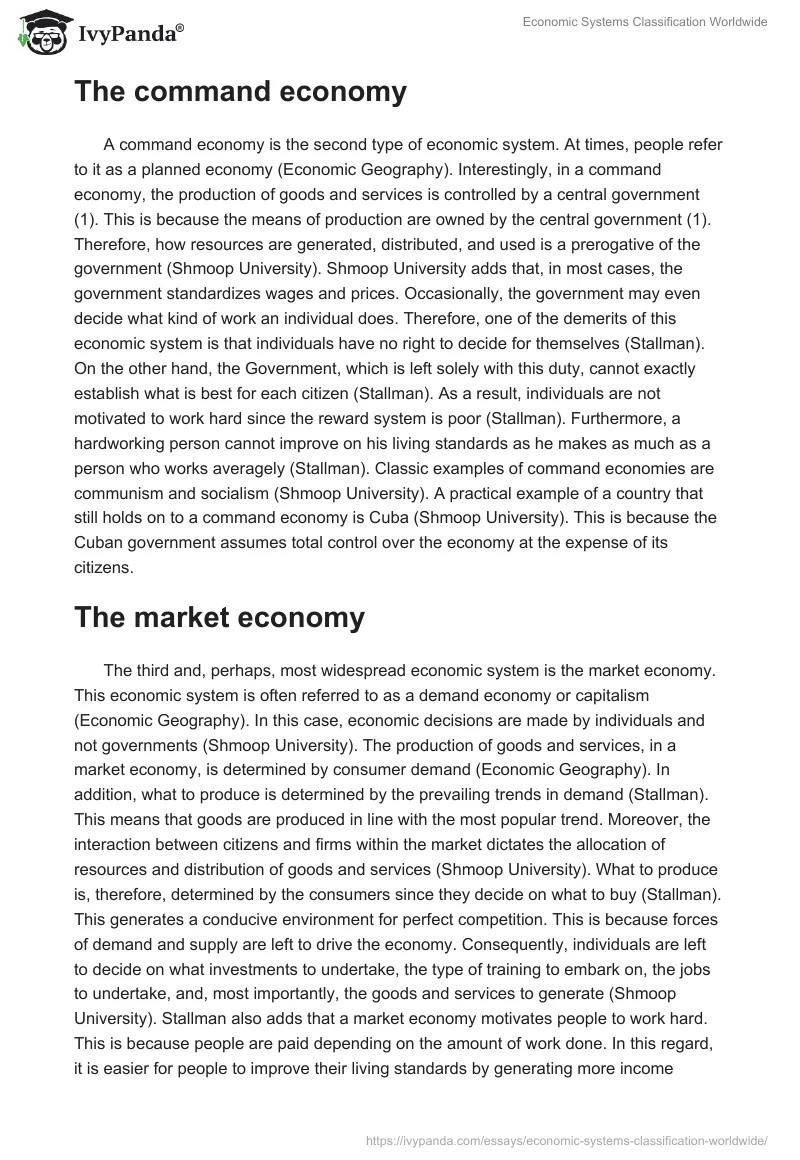 Economic Systems Classification Worldwide. Page 2