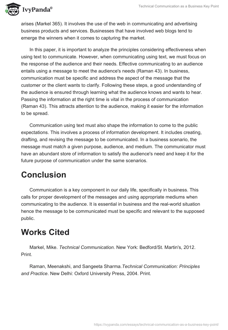 Technical Communication as a Business Key Point. Page 2