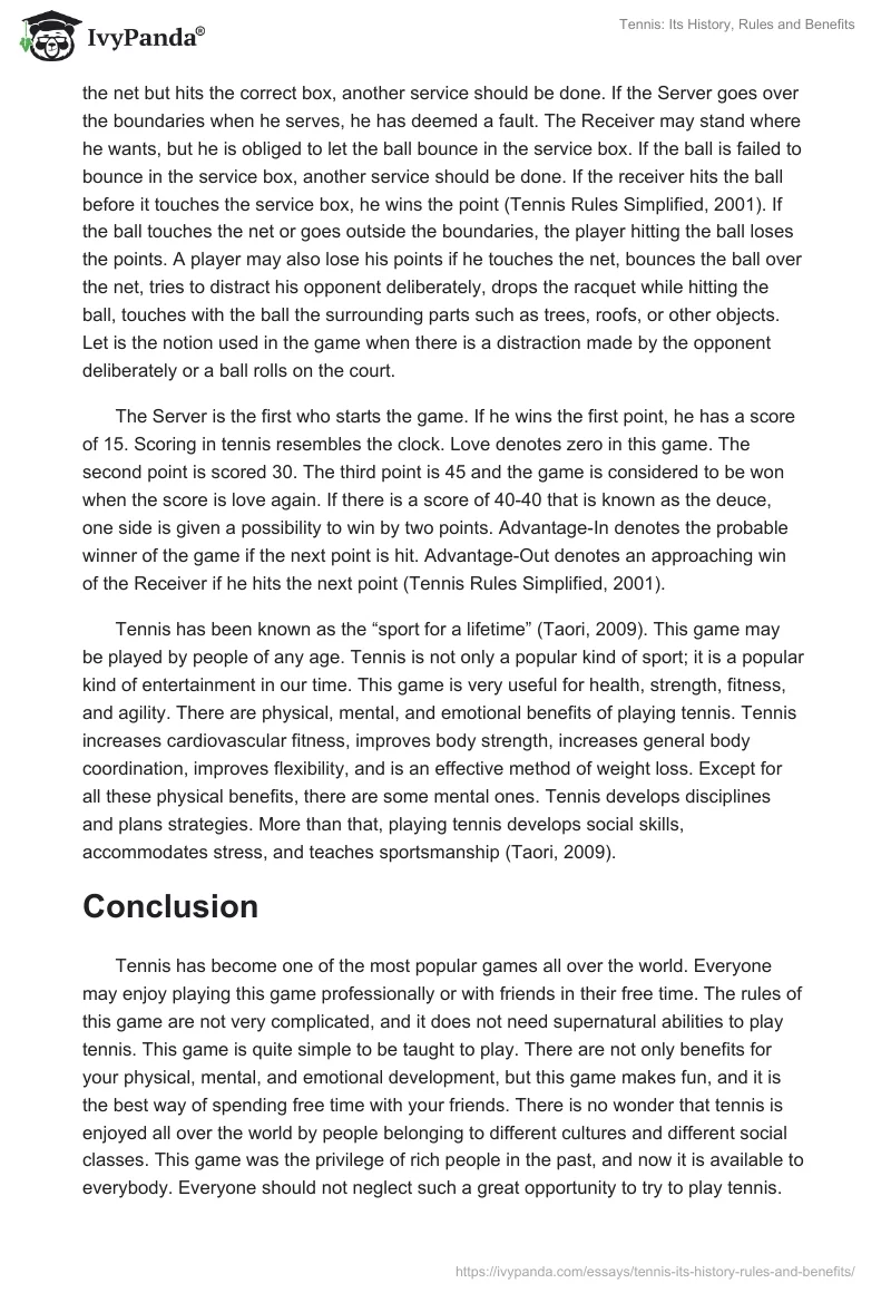 Tennis: Its History, Rules and Benefits. Page 3