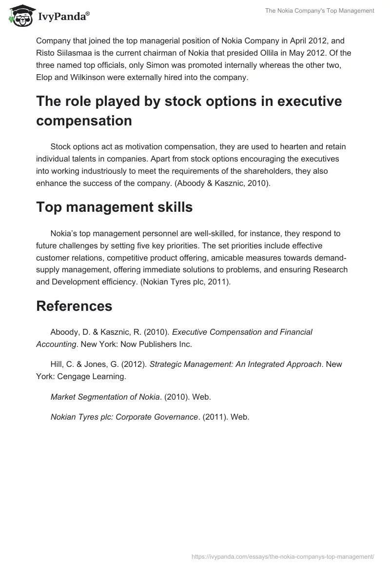 The Nokia Company's Top Management. Page 3