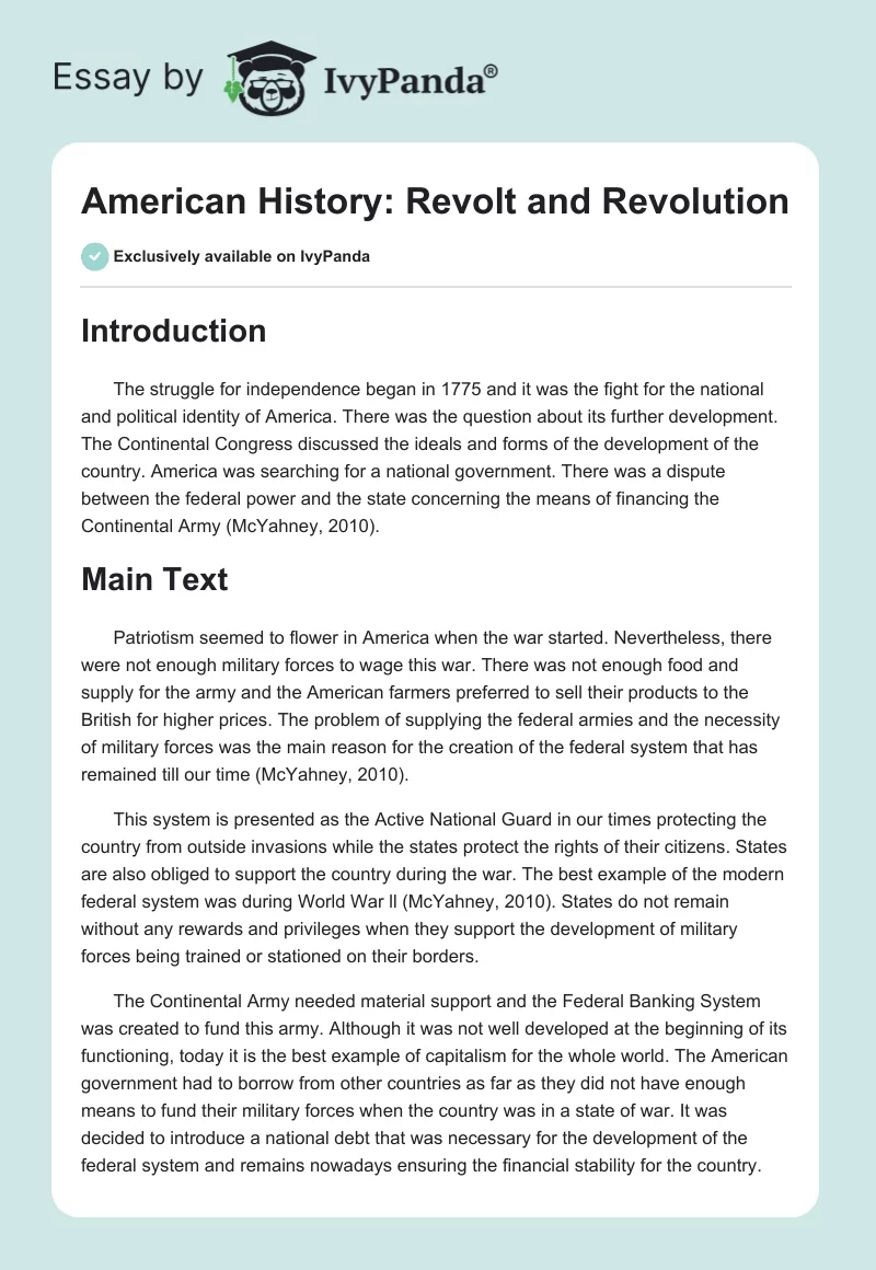 American History: Revolt and Revolution. Page 1