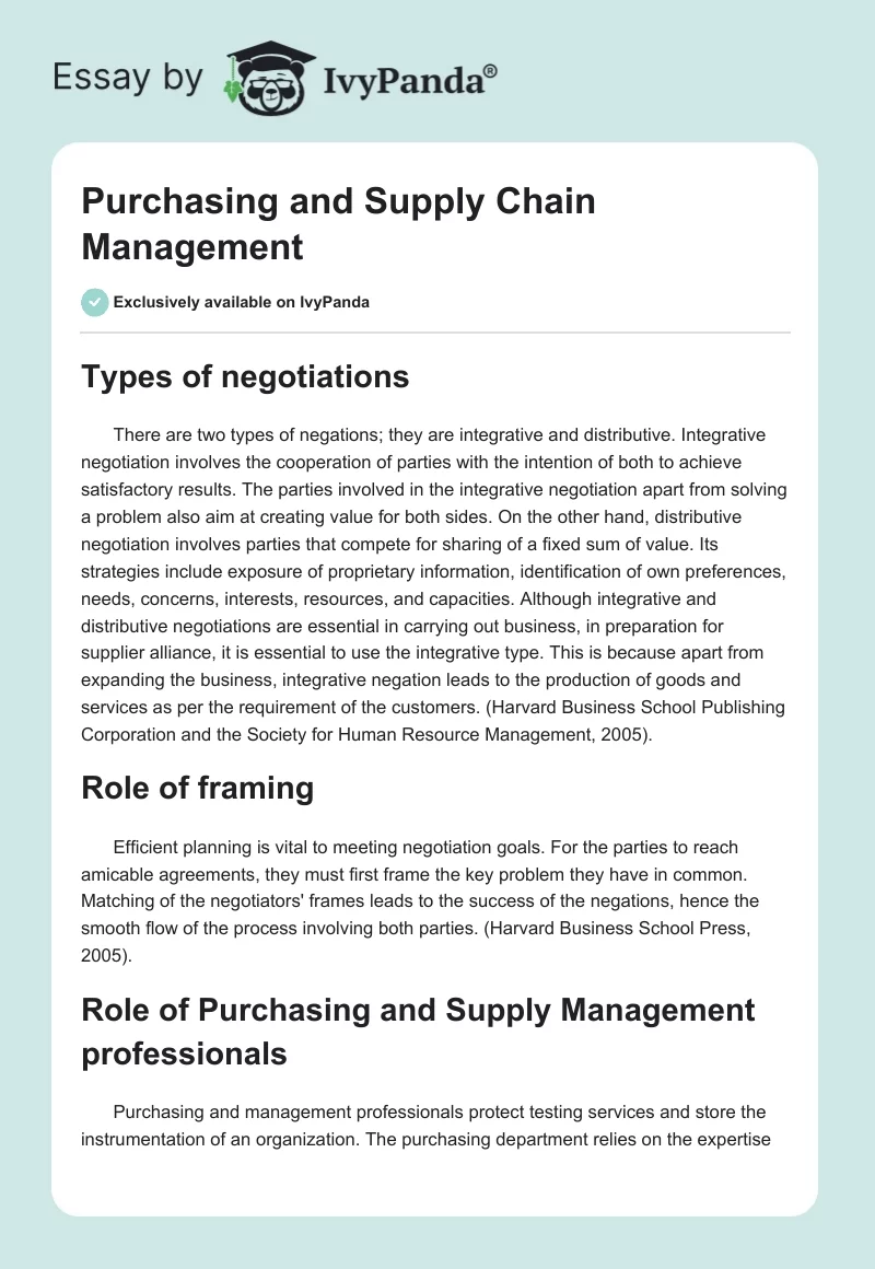 Purchasing and Supply Chain Management. Page 1