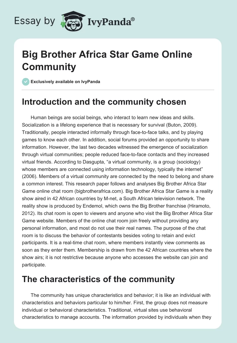 Big Brother Africa Star Game Online Community. Page 1
