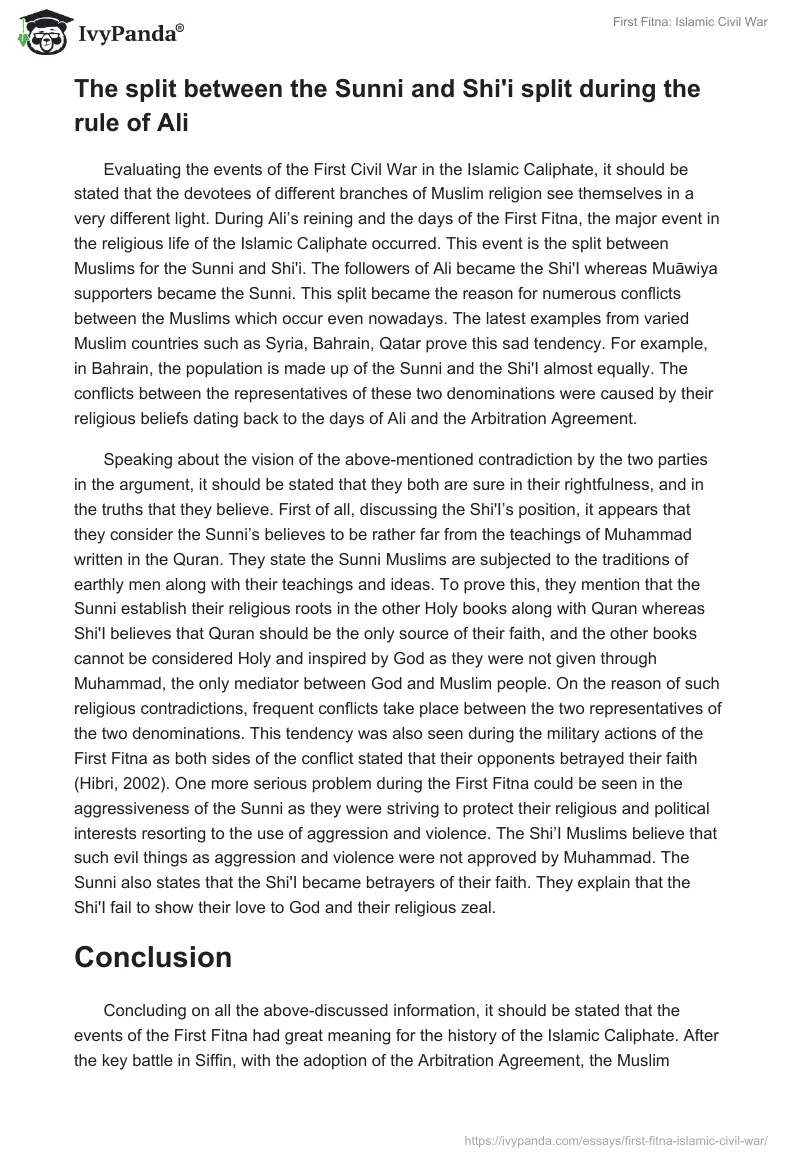 First Fitna: Islamic Civil War. Page 5