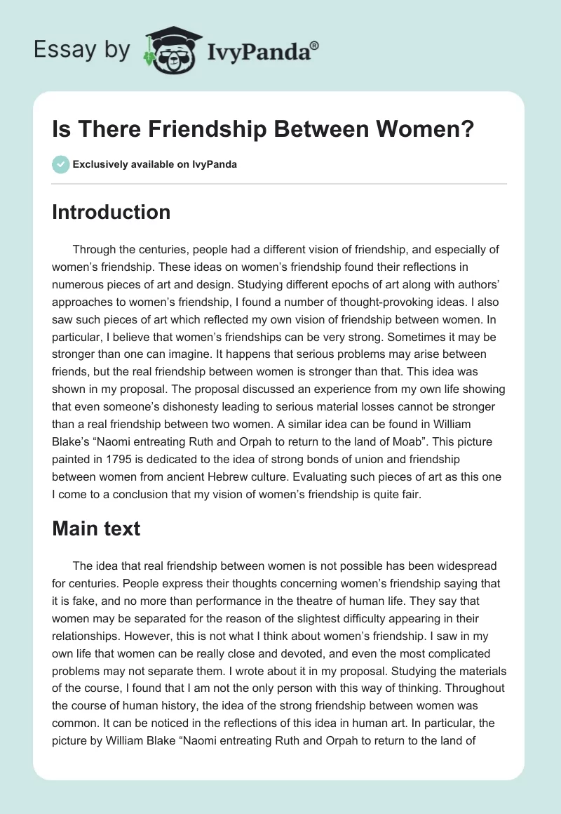 Is There Friendship Between Women?. Page 1