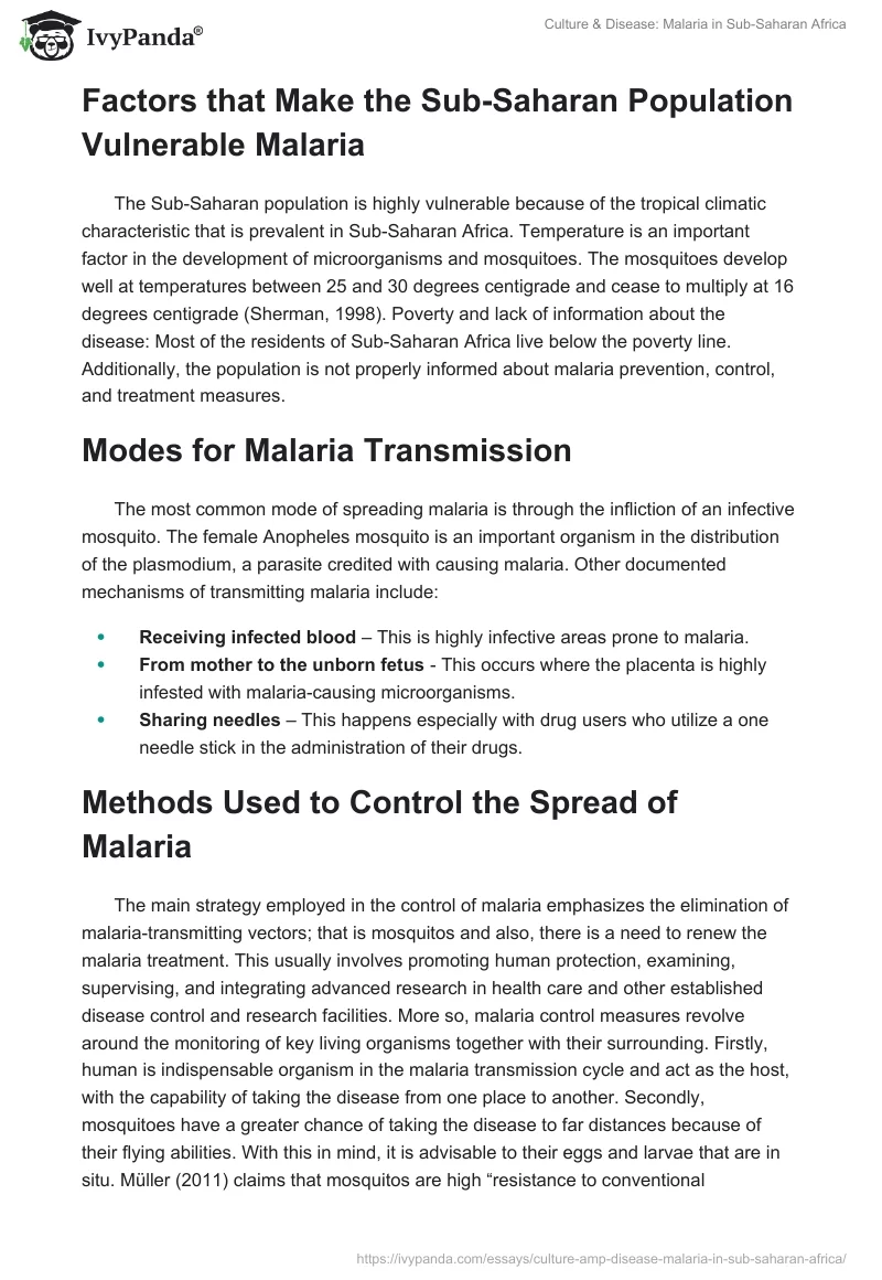 Culture & Disease: Malaria in Sub-Saharan Africa. Page 2