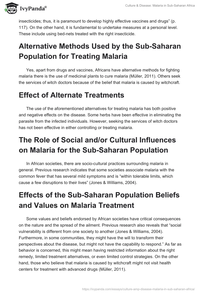 Culture & Disease: Malaria in Sub-Saharan Africa. Page 3