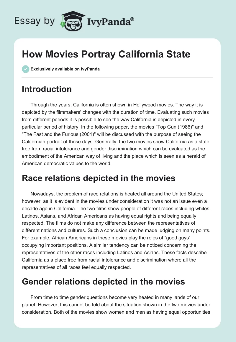 How Movies Portray California State. Page 1