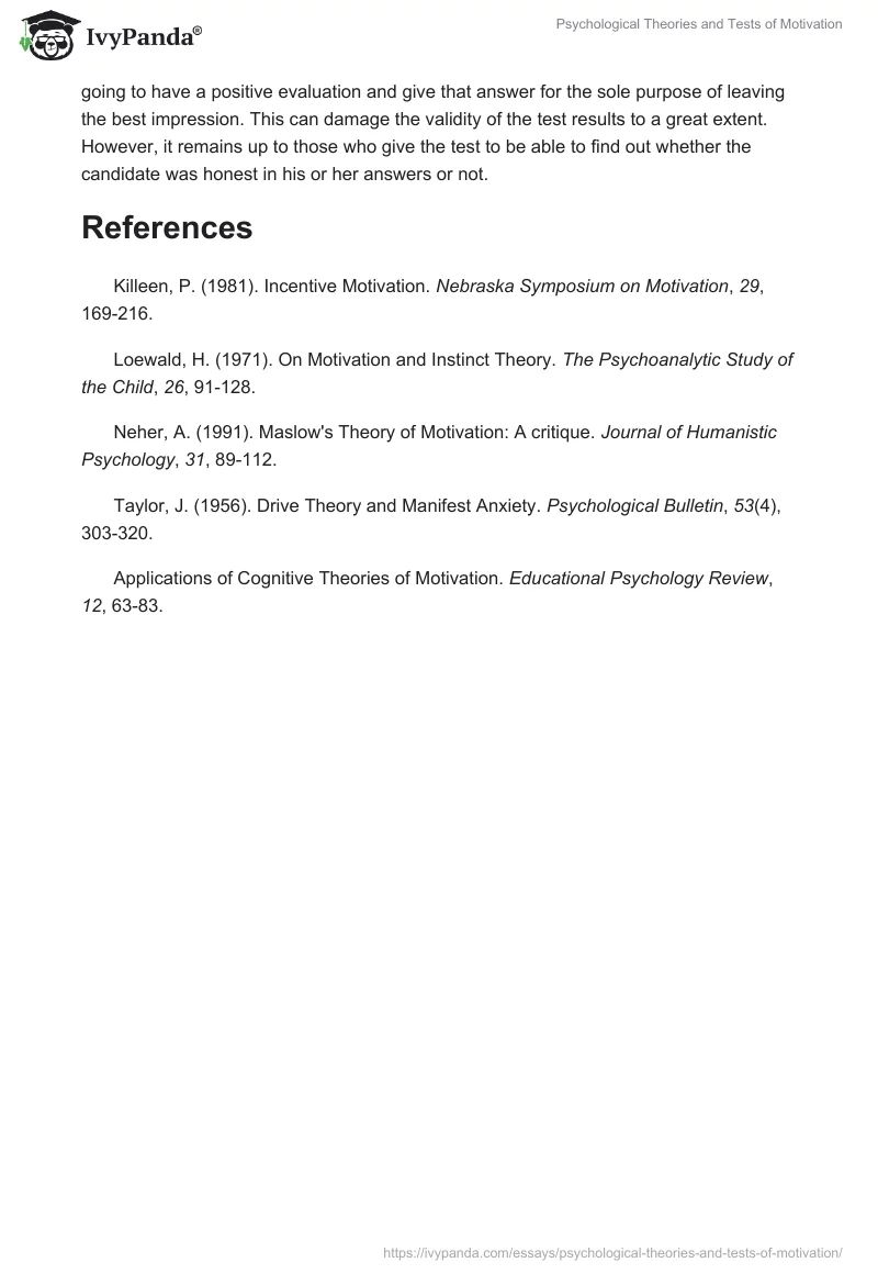 Psychological Theories and Tests of Motivation. Page 3