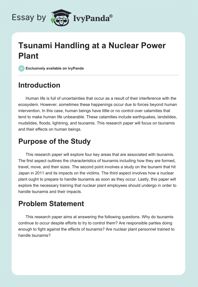Tsunami Handling at a Nuclear Power Plant. Page 1