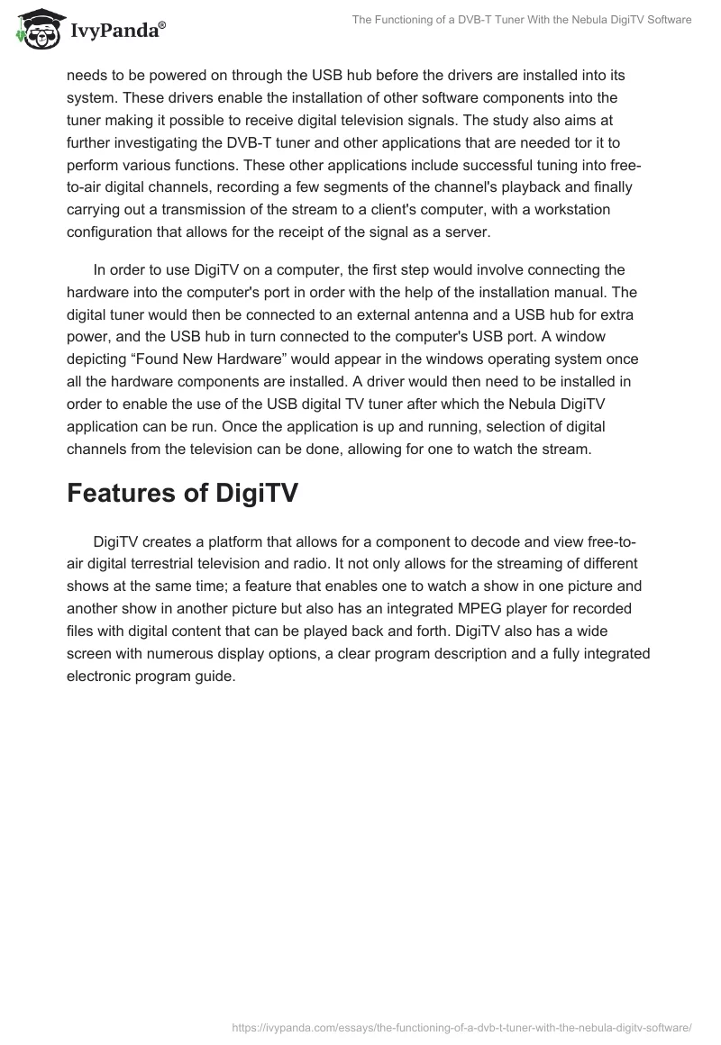 The Functioning of a DVB-T Tuner With the Nebula DigiTV Software. Page 2