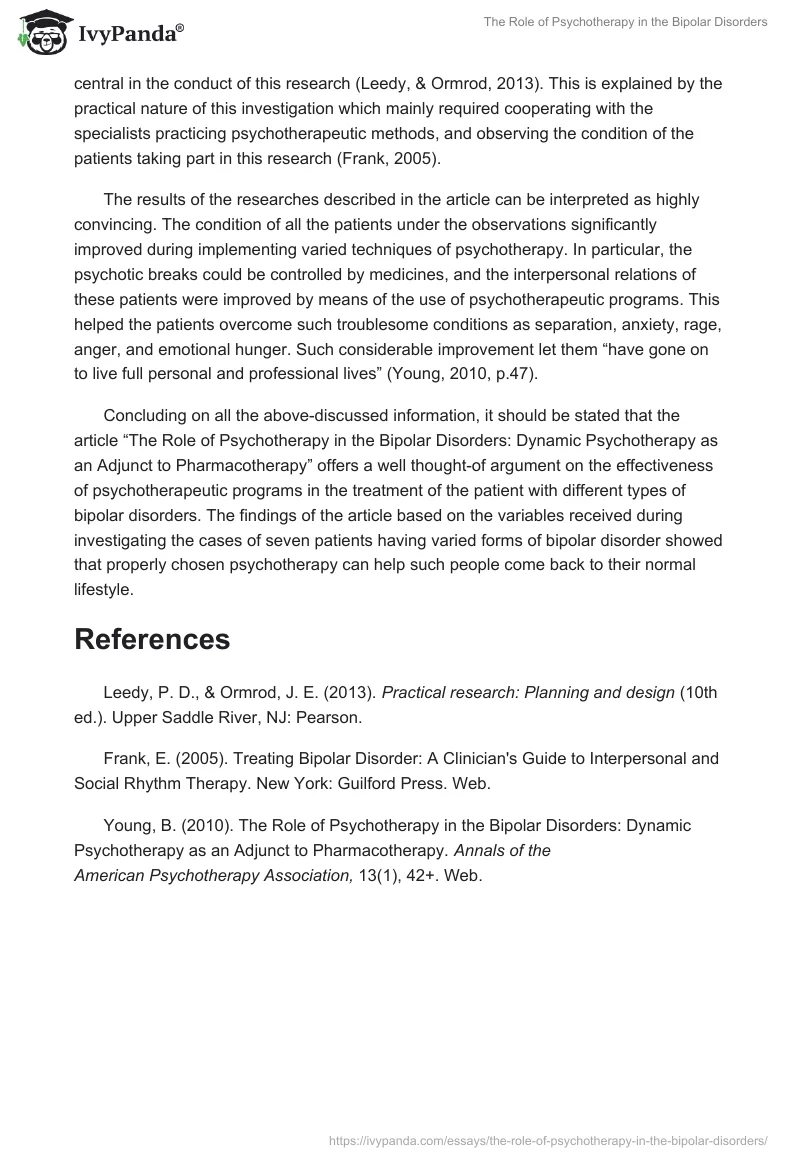 The Role of Psychotherapy in the Bipolar Disorders. Page 2