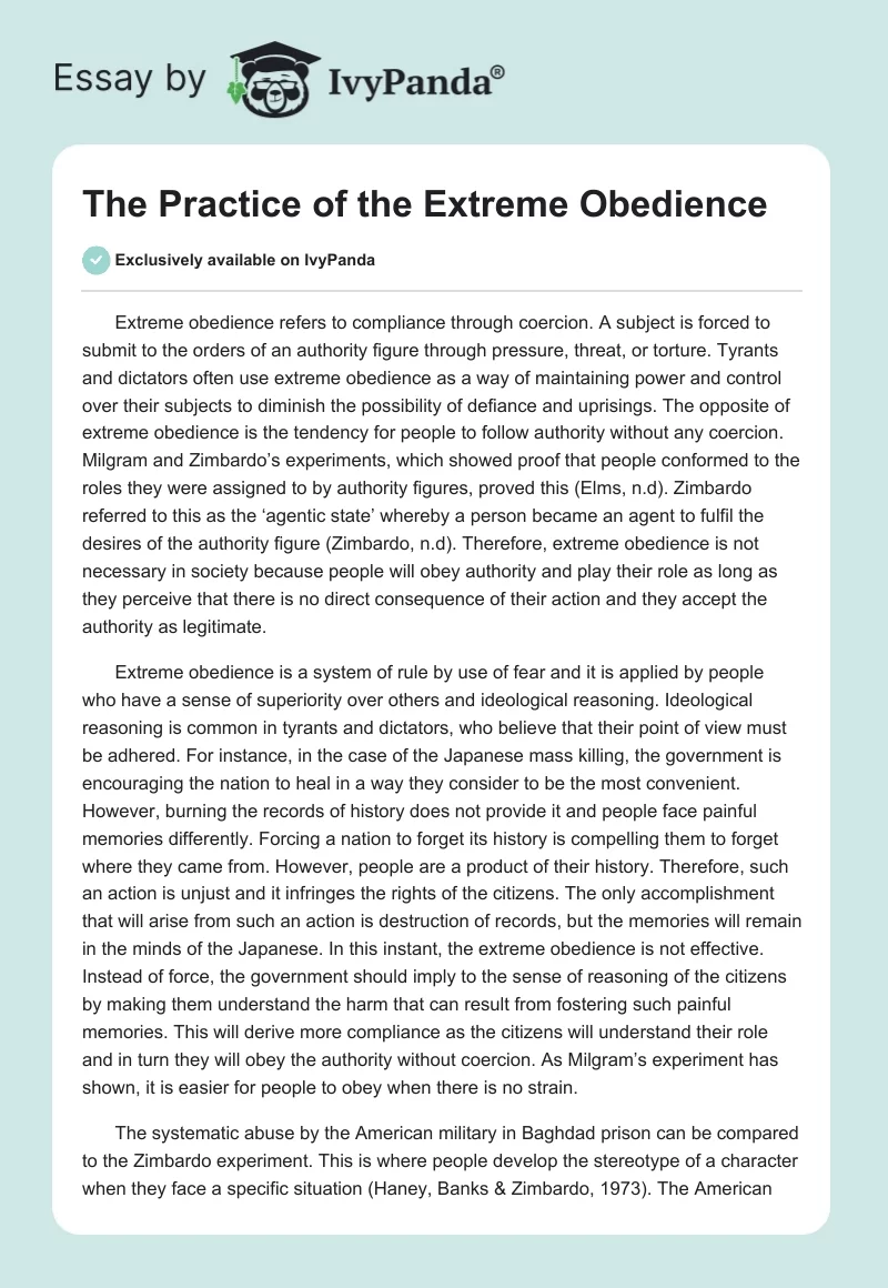 The Practice of the Extreme Obedience. Page 1