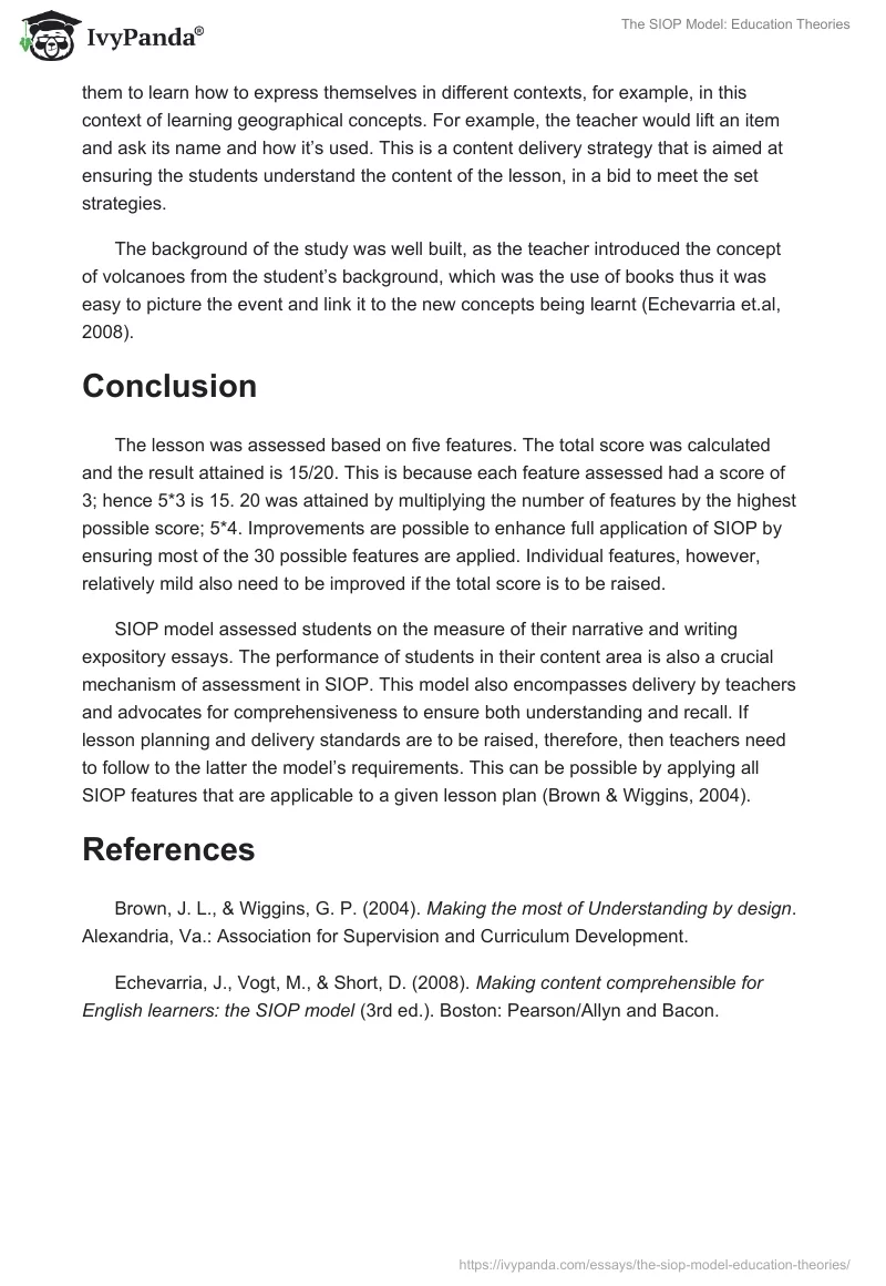 The SIOP Model: Education Theories. Page 2