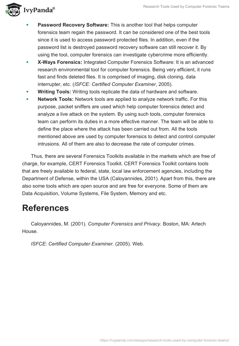 Research Tools Used by Computer Forensic Teams. Page 2