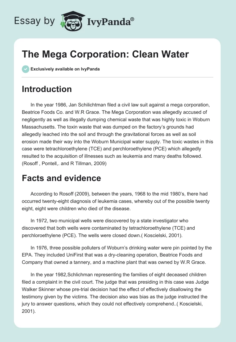 The Mega Corporation: Clean Water. Page 1
