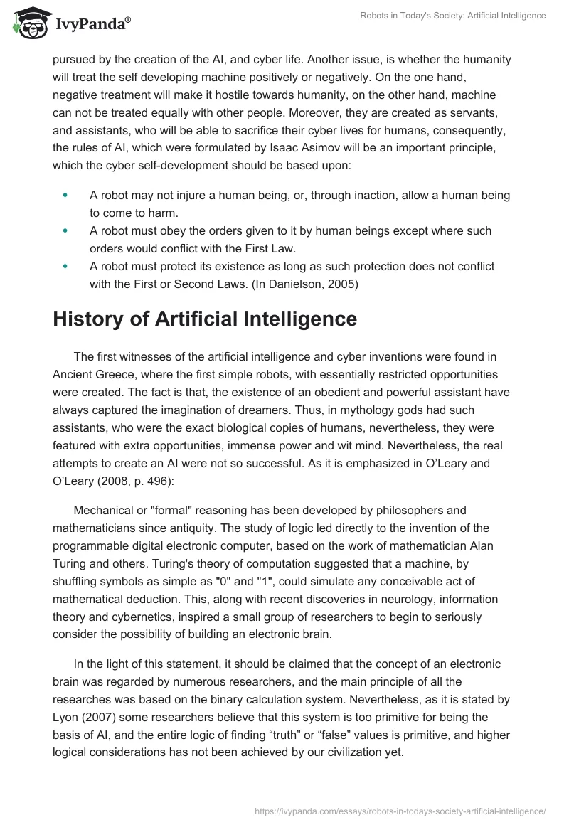 Robots in Today's Society: Artificial Intelligence. Page 2