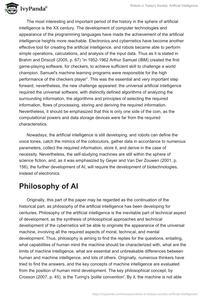 Robots in Today's Society: Artificial Intelligence. Page 3
