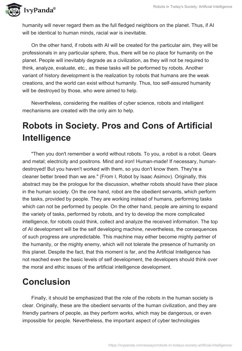 Robots in Today's Society: Artificial Intelligence. Page 5