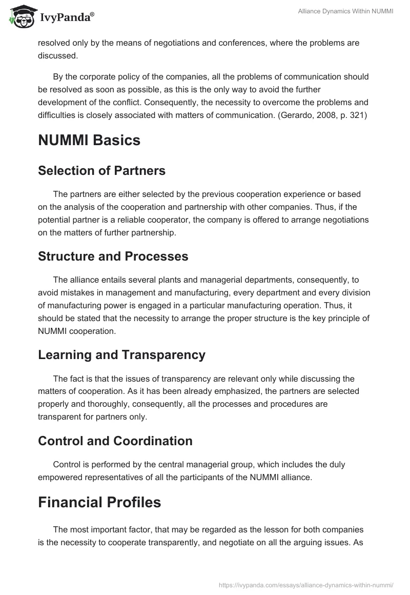 Alliance Dynamics Within NUMMI. Page 2