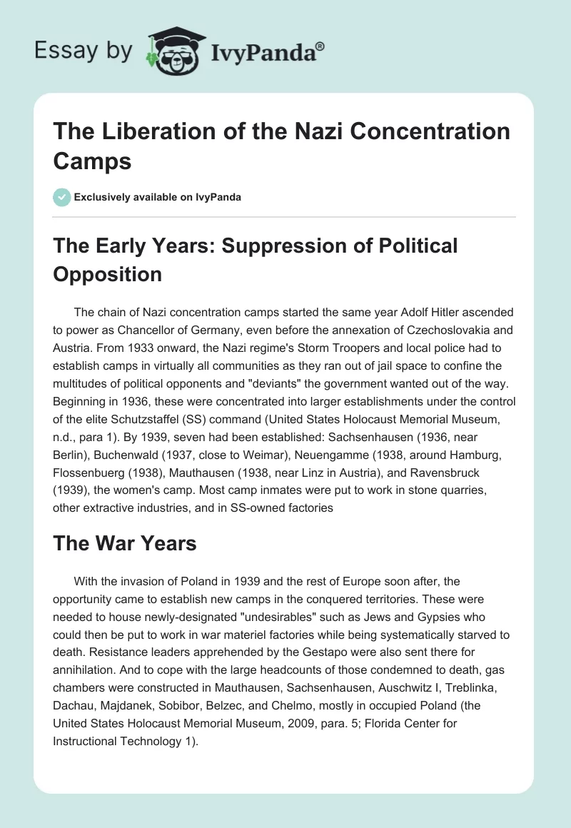 The Liberation of the Nazi Concentration Camps. Page 1
