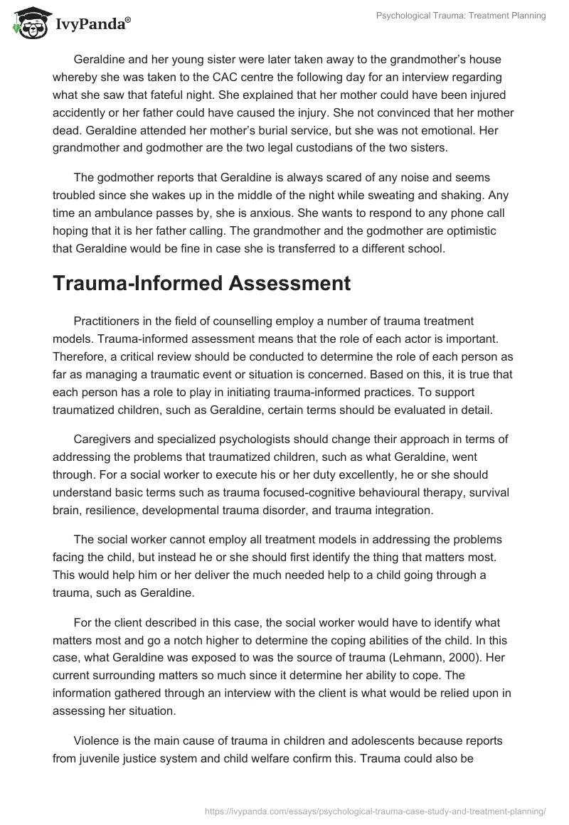 Psychological Trauma: Treatment Planning. Page 3