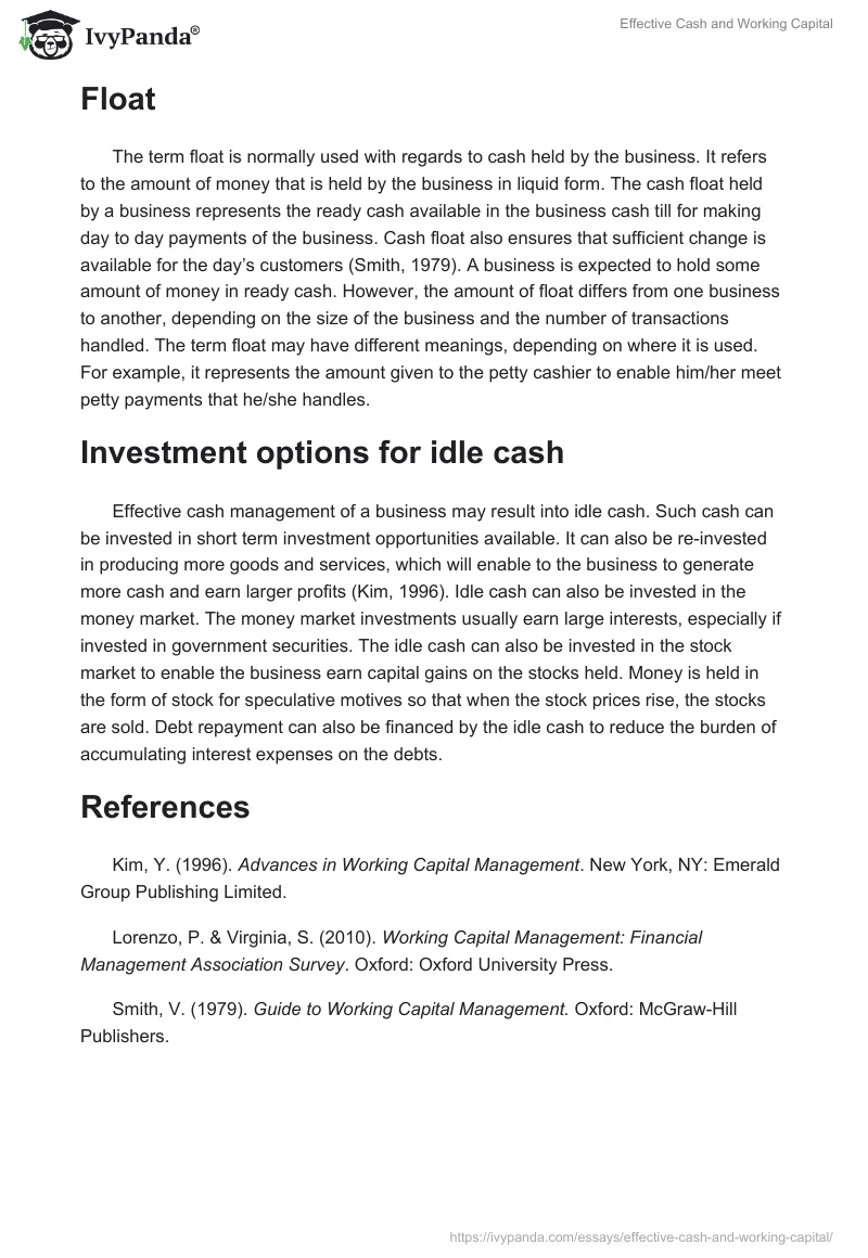Effective Cash and Working Capital. Page 2
