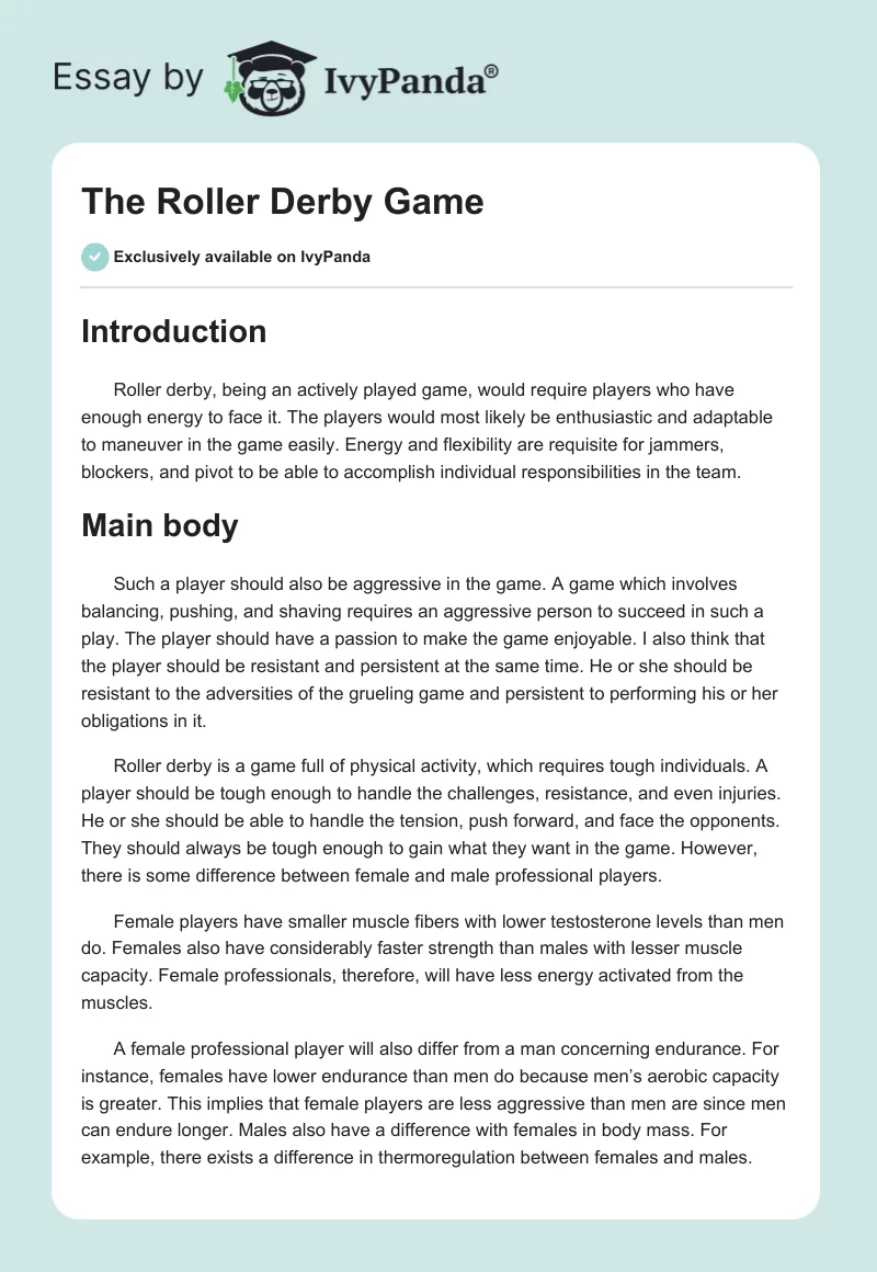 The Roller Derby Game. Page 1
