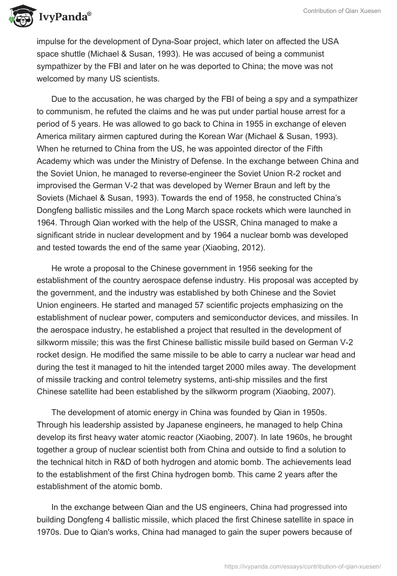 Contribution of Qian Xuesen. Page 2