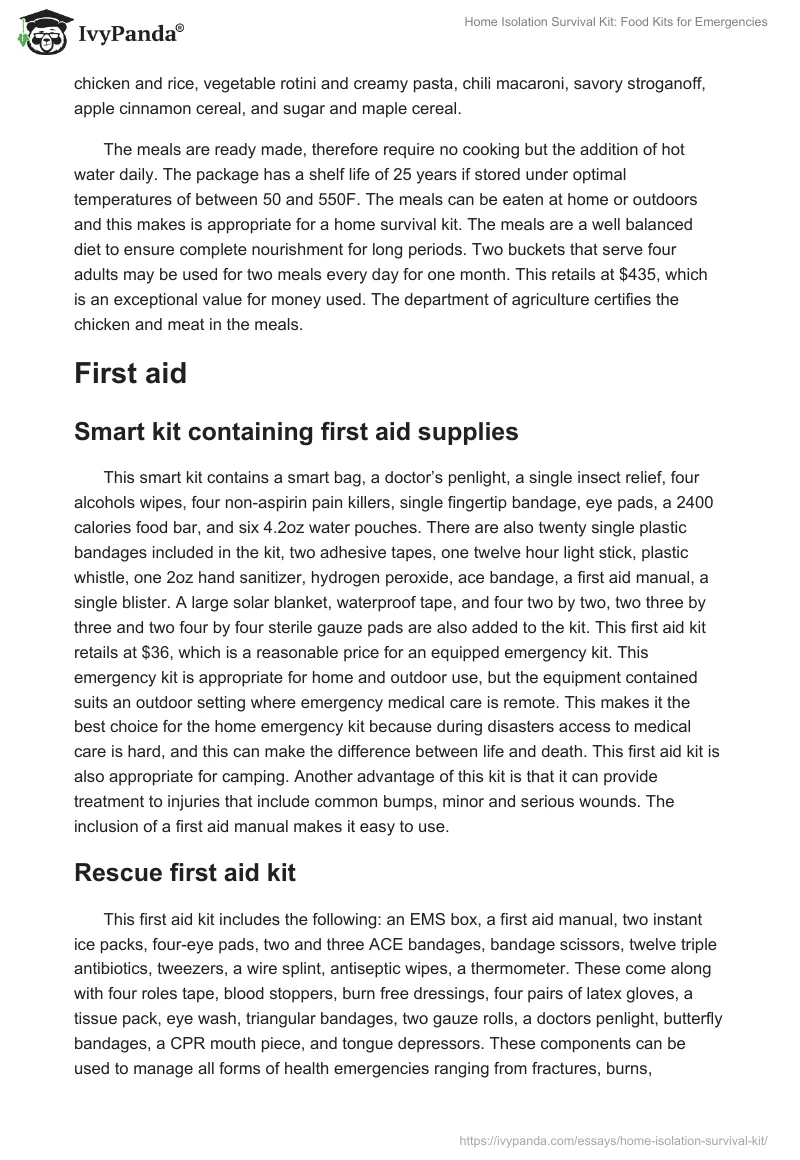 Home Isolation Survival Kit: Food Kits for Emergencies. Page 2