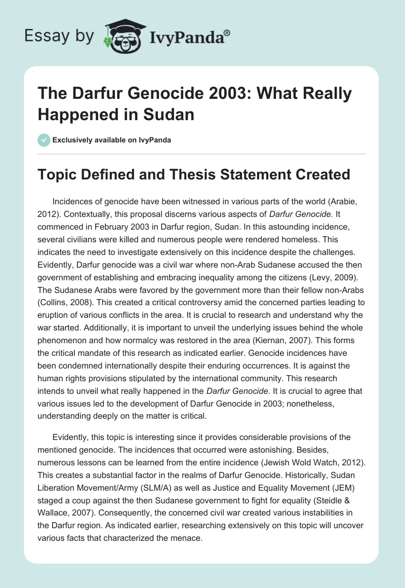 The Darfur Genocide 2003: What Really Happened in Sudan. Page 1