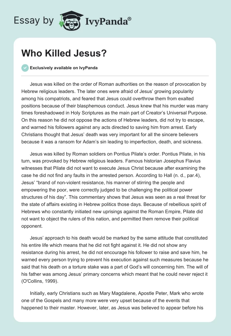Who Killed Jesus?. Page 1
