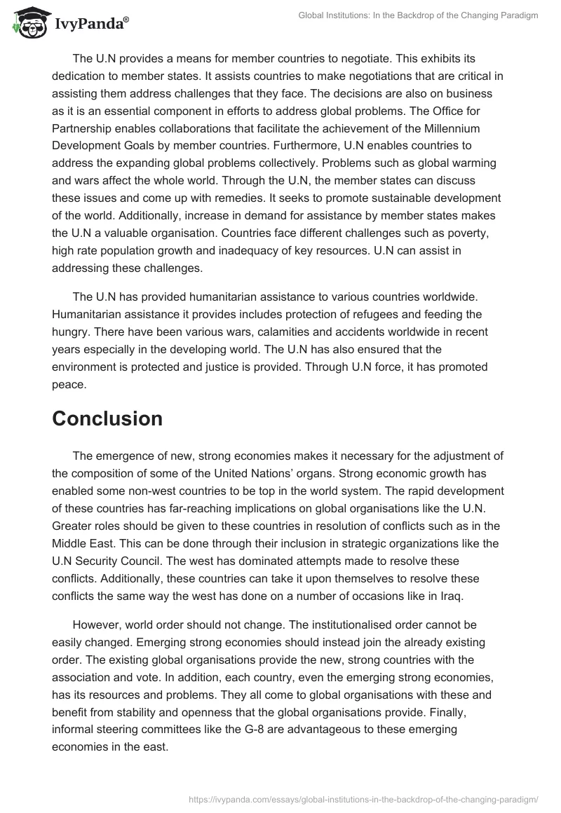 Global Institutions: In the Backdrop of the Changing Paradigm. Page 2