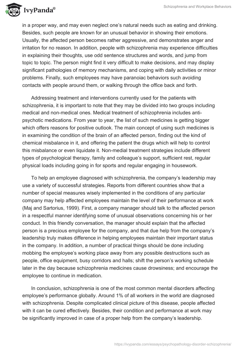 Schizophrenia and Workplace Behaviors. Page 2