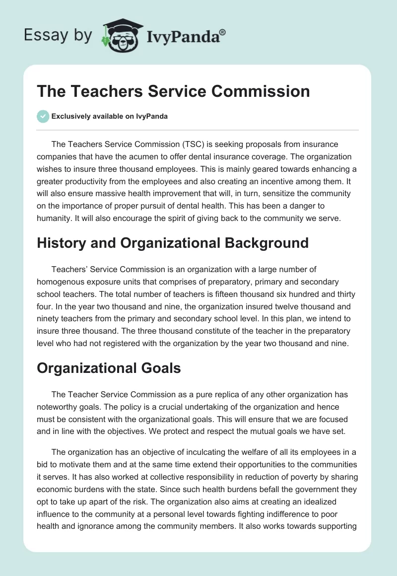 The Teachers Service Commission. Page 1