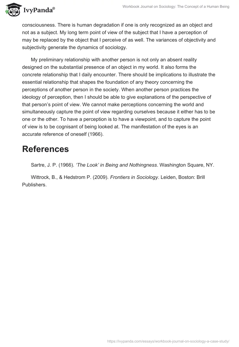 Workbook Journal on Sociology: The Concept of a Human Being. Page 2
