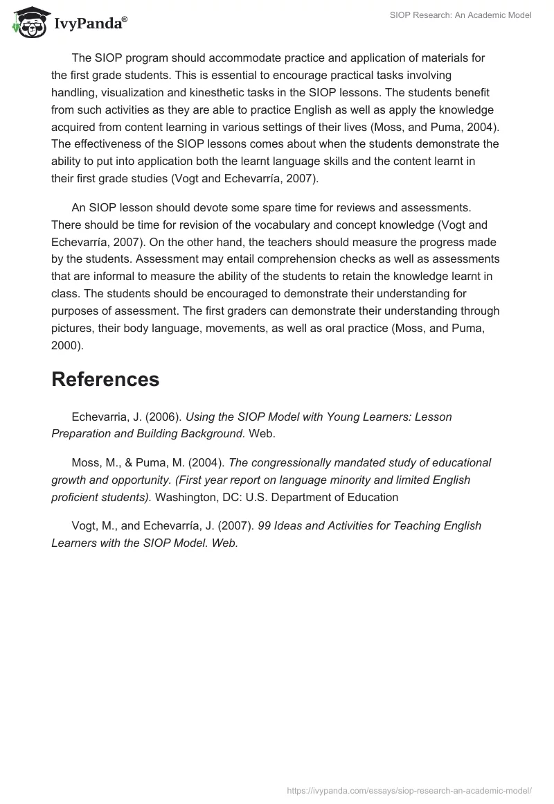 SIOP Research: An Academic Model. Page 2
