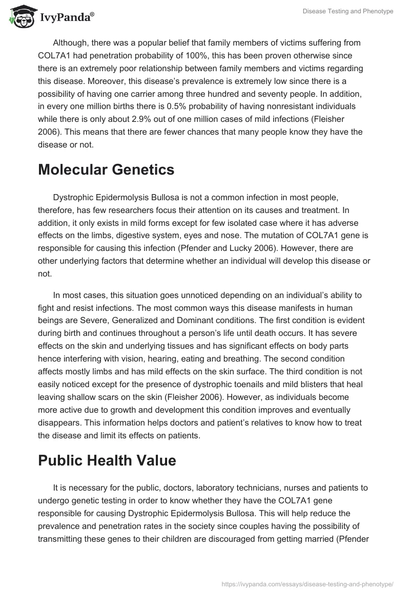 Disease Testing and Phenotype. Page 2