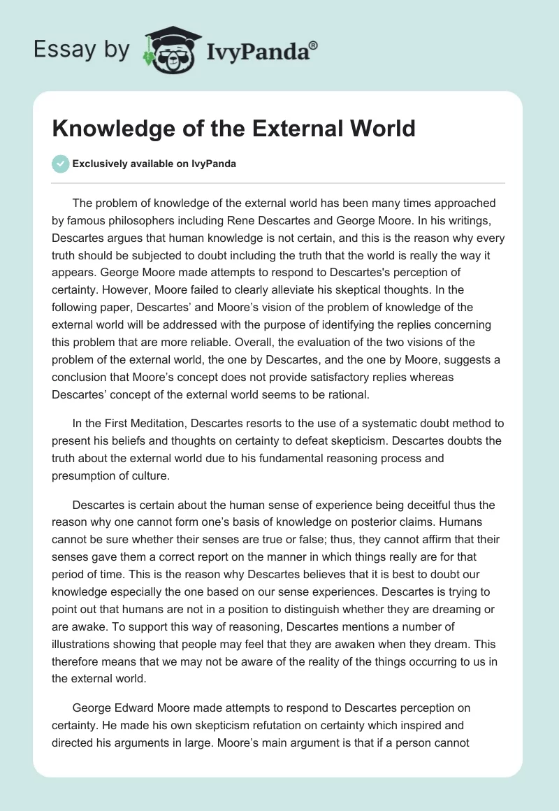 Knowledge of the External World. Page 1