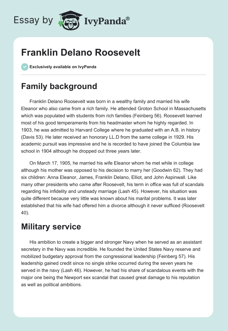 Franklin Delano Roosevelt. Page 1