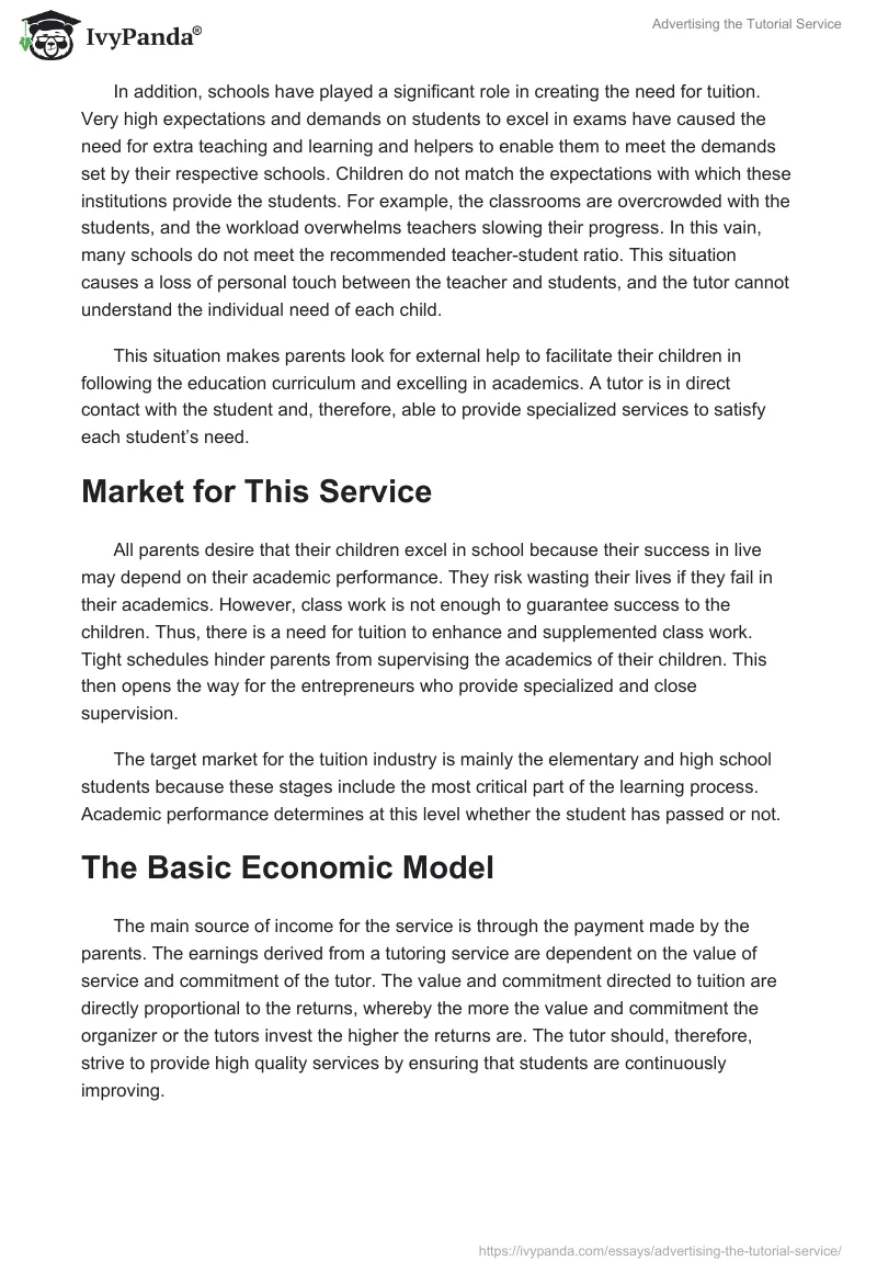 Advertising the Tutorial Service. Page 2