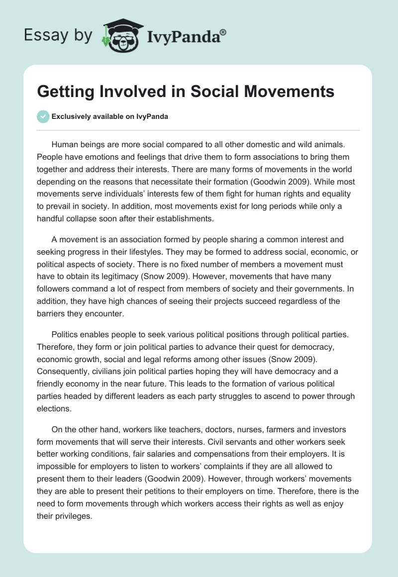 Getting Involved in Social Movements. Page 1