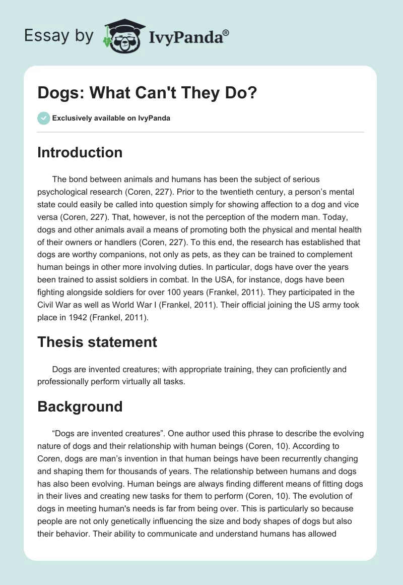Dogs: What Can't They Do?. Page 1
