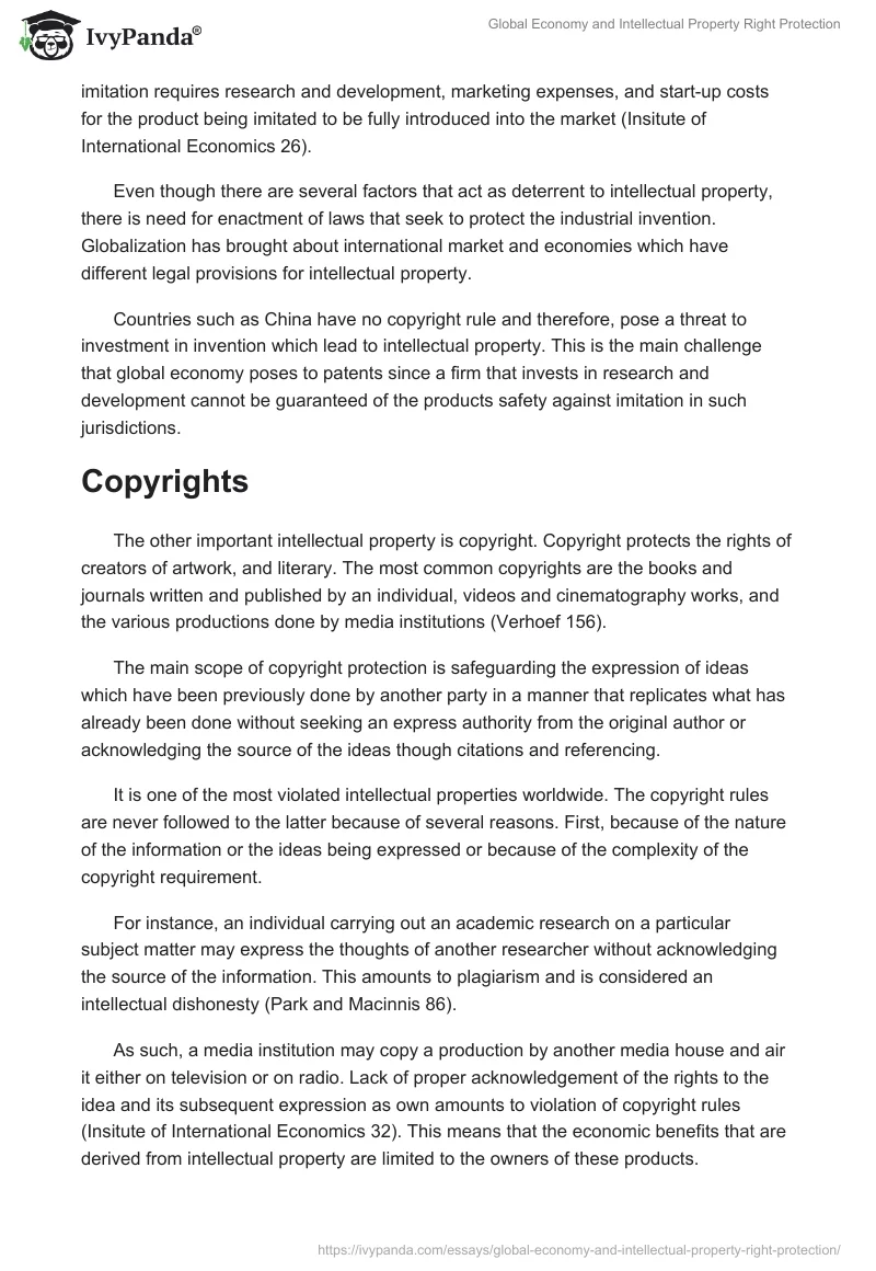 Global Economy and Intellectual Property Right Protection. Page 3