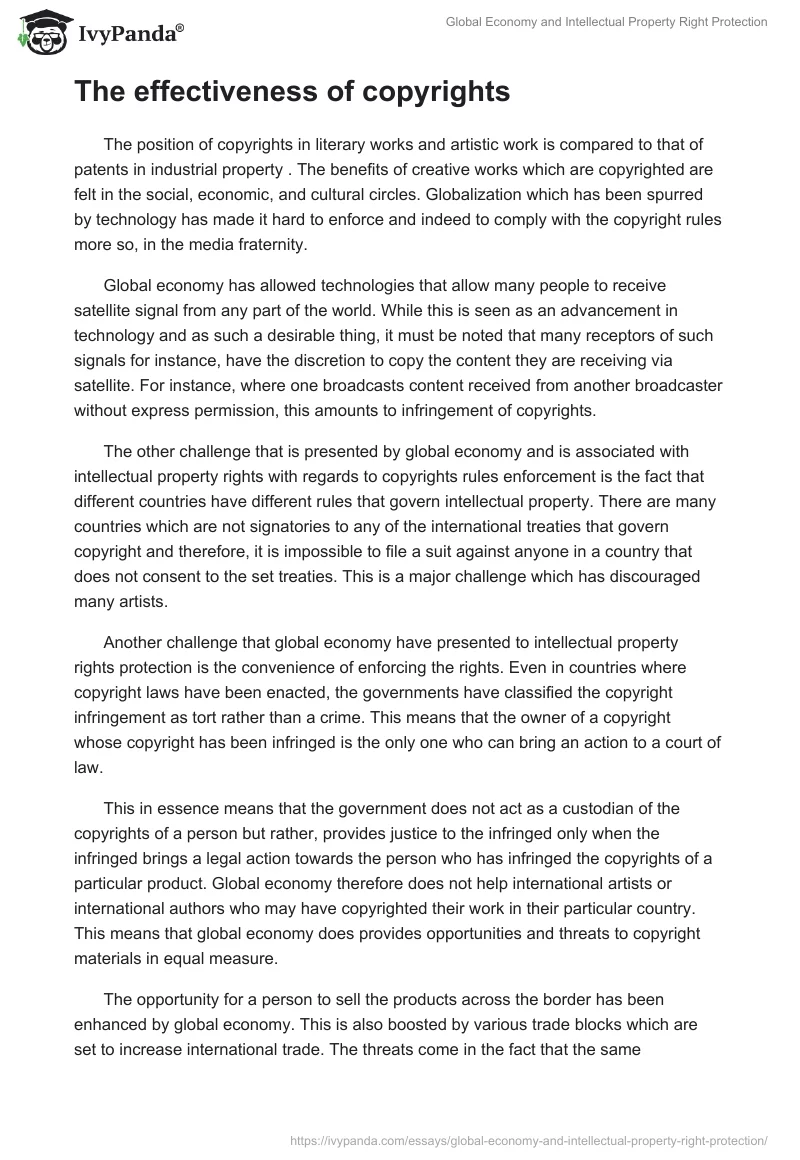 Global Economy and Intellectual Property Right Protection. Page 4