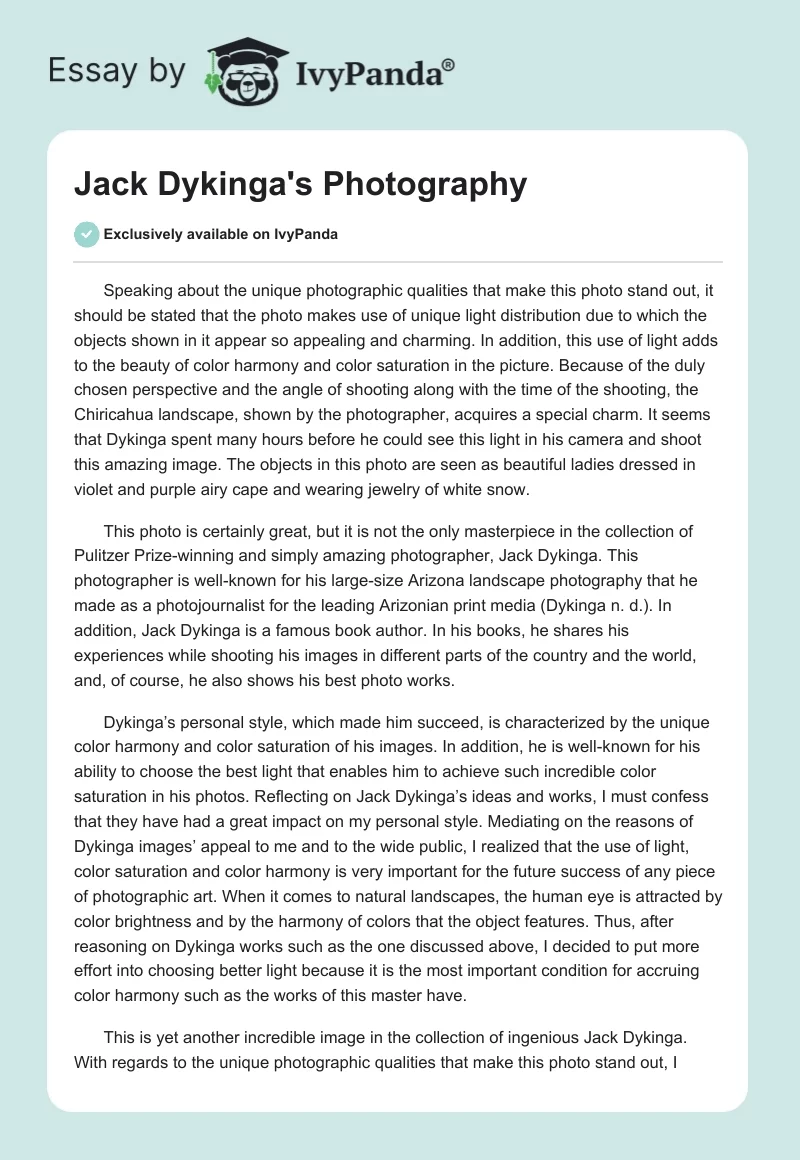 Jack Dykinga's Photography. Page 1