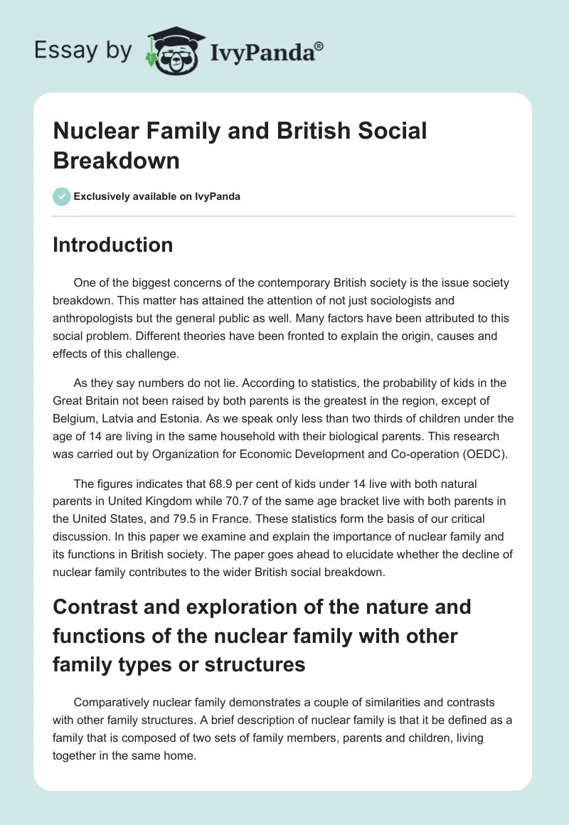 Nuclear Family and British Social Breakdown. Page 1